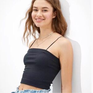 American Eagle Outfitters Black Spaghetti Strap Crop Top